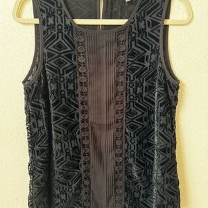 Black Patterned Sleeveless, Velvet Top